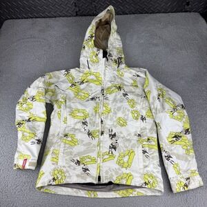 Bonefire‎ Snowboarding Company Women's Jacket Size Small White Green Y2k